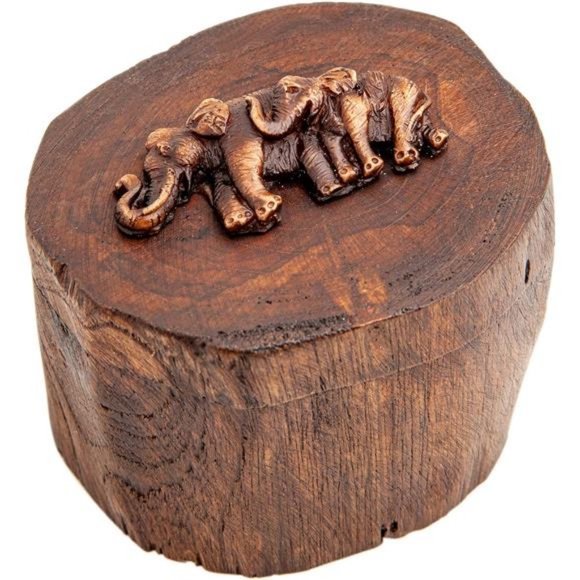 Wooden Jewelry Box Elephant Decor Jungle African Safari Rustic Table Decoration - Picture 2 of 8
